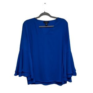 Alfani Royal Blue Bell Sleeve Blouse, Size 10